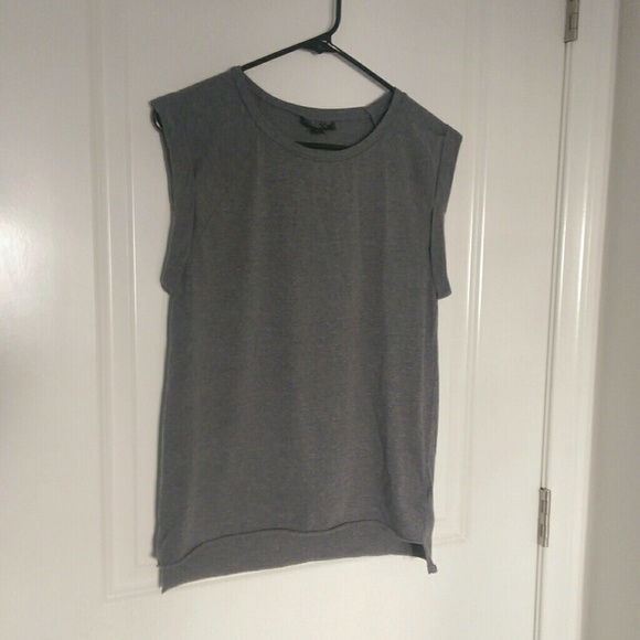 Topshop gray cuffed-sleeved tee