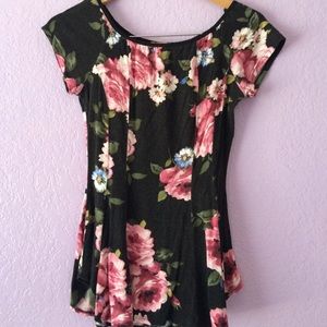 Black floral peplum shirt