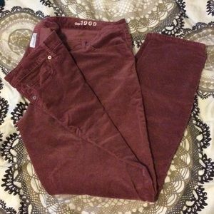 Red corduroy always skinny pants