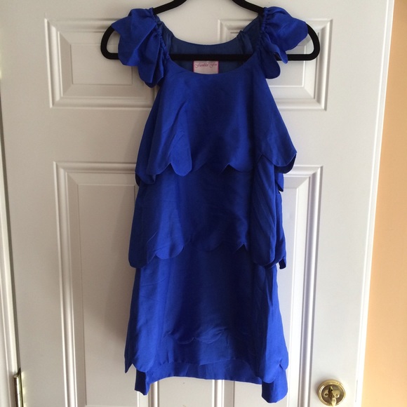 Cobalt blue tiered scalloped dress