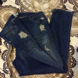 ASOS Curve high waist skinny jeans distressed