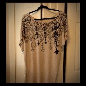 Tan and black short sleeve top