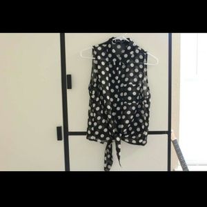 Polka dot tie blouse