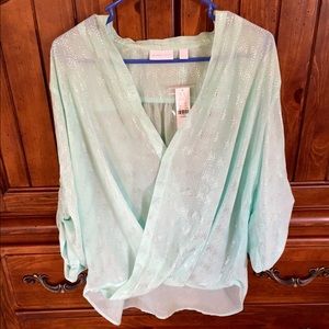 SOLD IN BUNDLE-NWT-teal and silver top!