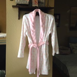 Pink and White Polka Dot Bathrobe