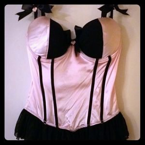 34D Pink Playboy Exposed Corset Bustier Lingerie