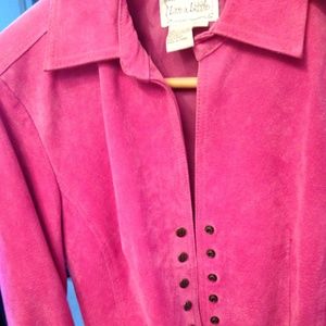Pink suede leather jacket petite medium