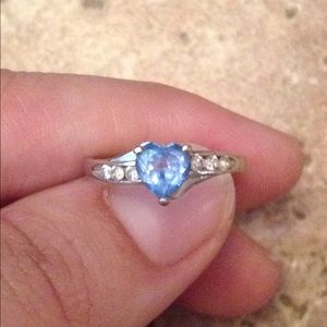 Blue heart diamond ring. White gold