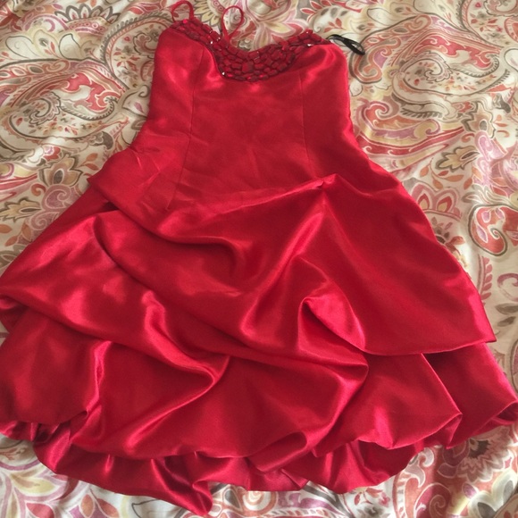 Red Jessica McClintock dress!