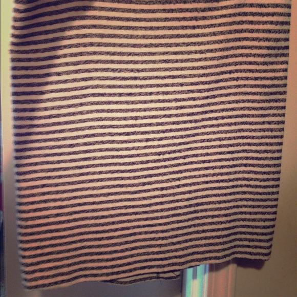 Black and white striped tweed skirt