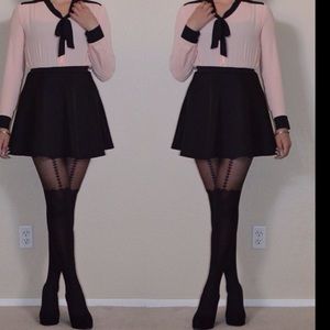 Flared black skirt a line hem