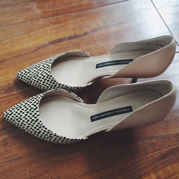 French Connection Effie Kitten Pointed Nude Heels