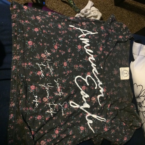 Floral American eagle vintage cropped tee