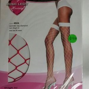 Big diamond net thigh highs (hot pink)