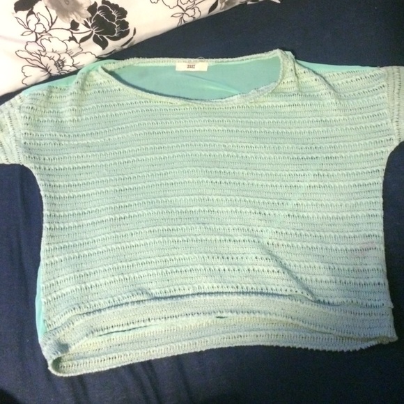 Light knit sweater, mint green, sheer back