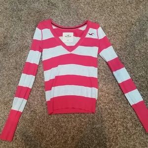 Pink and White Hollister sweater