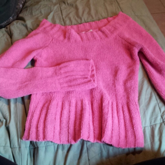 Off the shoulder pink sweater