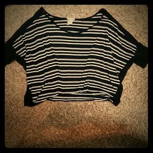 Black and White Striped Crop Top