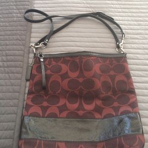 Coach burgundy and black shoulder bag