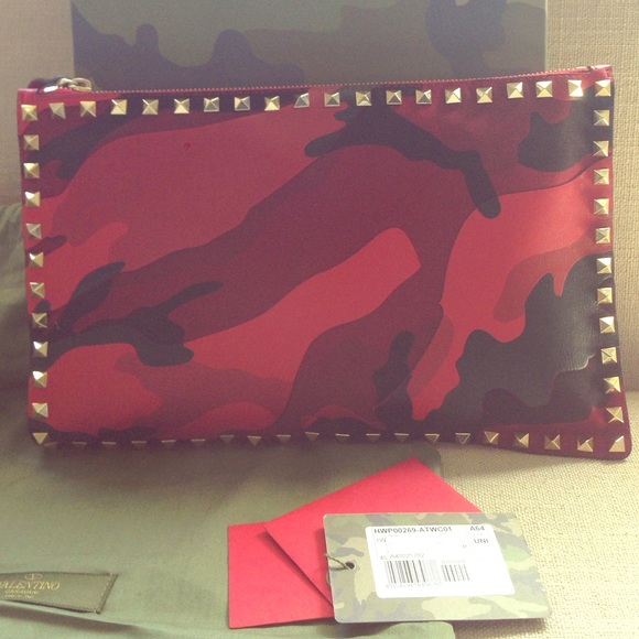 AUTHENTIC VALENTINO RED CAMO POUCH