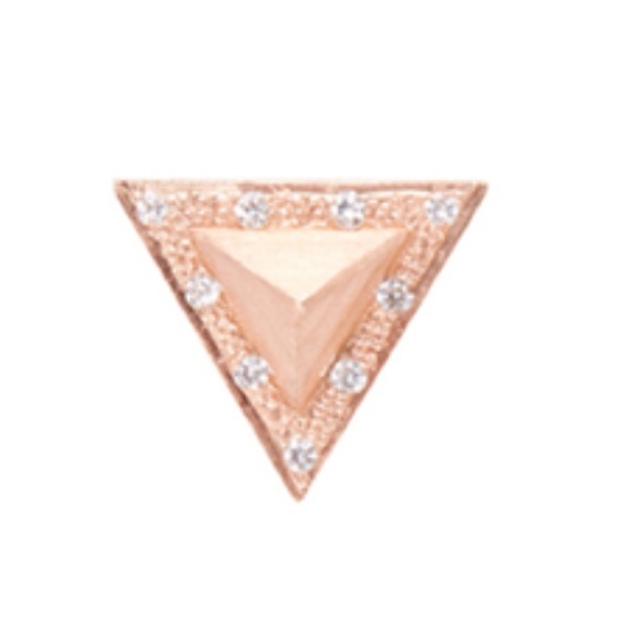 $60 Kevia Rosegold Pave Pyramid Stud Earrings - Picture 3 of 3