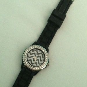 Black Chevron Rubber Watch Geneva