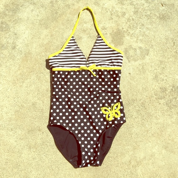 Malibu black yellow and white swimsuit