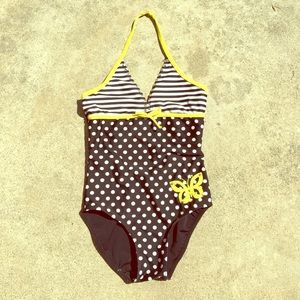 Malibu black yellow and white swimsuit