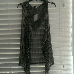 Gray hooded cardigan