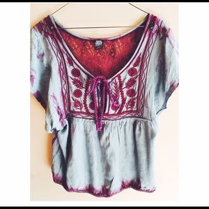 Free people tie-die smocked top