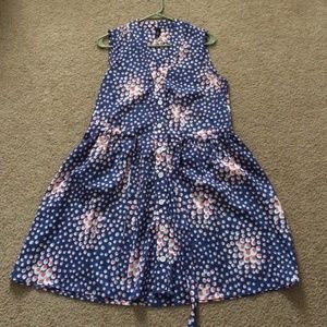 Navy Blue & Coral Sleeveless Dress