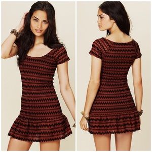Free People cozy day flounce embroidered dress S