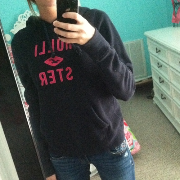 Juniors Hollister Navy Hooded Sweatshirt, medium