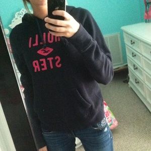 Juniors Hollister Navy Hooded Sweatshirt, medium