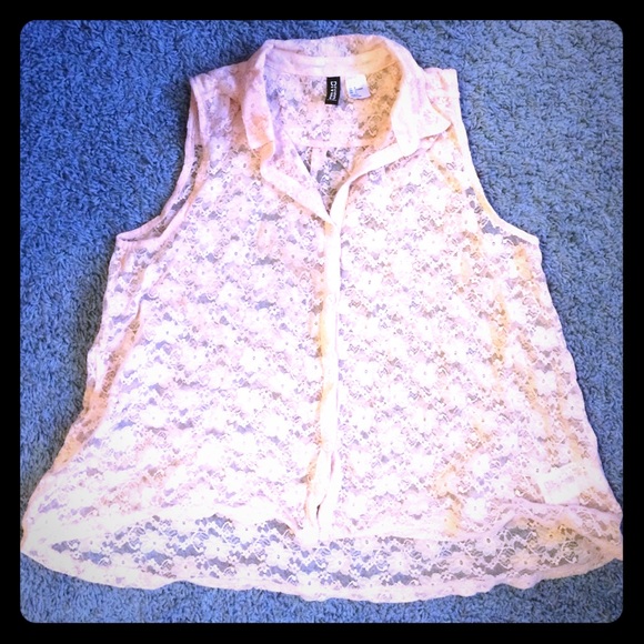 A pink stretch lace top