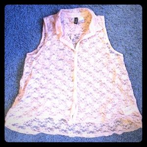 A pink stretch lace top