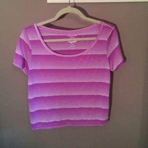 AEO Purple Striped Crop Top