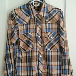 Vintage unisex Medium Grunge plaid shirt by Lee