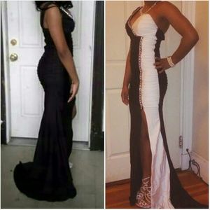 Beautiful black and white one shoulder dress.