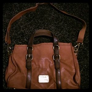Brown leather Fossil handbag
