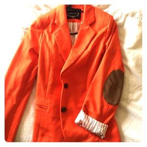 Orange blazer with elbow pads!