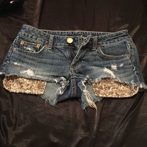 American Eagle Outfitters Shorts Gold sequins