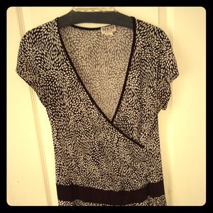 Low cut V mock wrap blouse