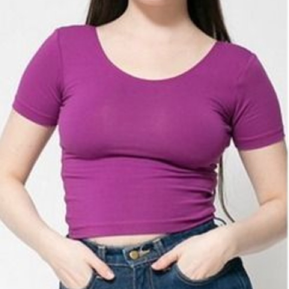 American Apparel Cotton Jersey Spandex Crop Tee