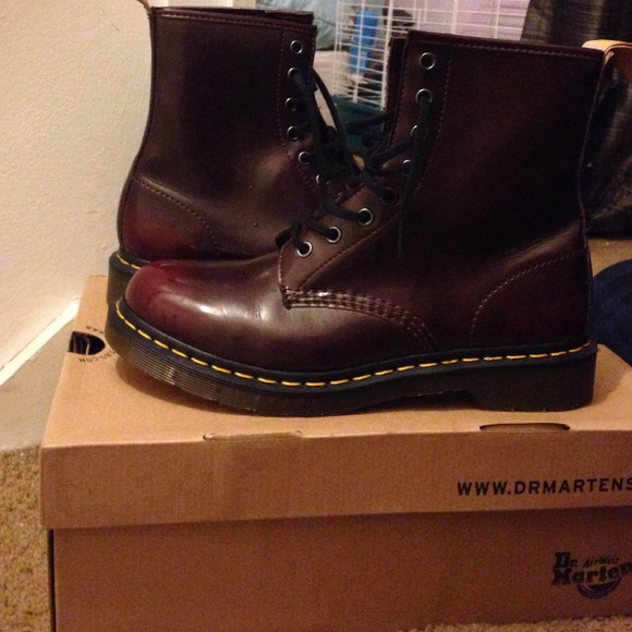Dr. Marten combat boots in Cherry Red