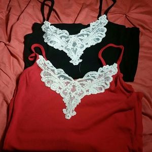 Black and red tank tops