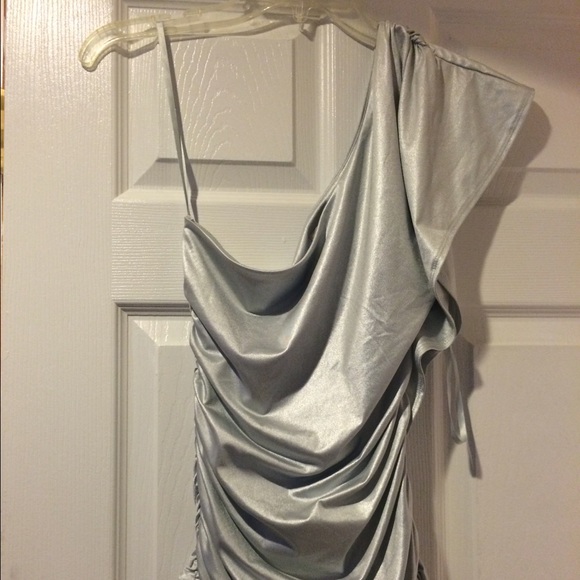 Bcbg one shoulder blouse silver