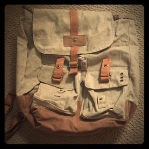 Brown canvas backpack
