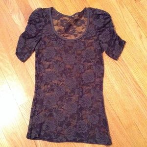 Sheer lace charcoal grey top
