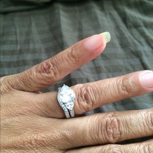 Platinum over silver wedding set from qvc.